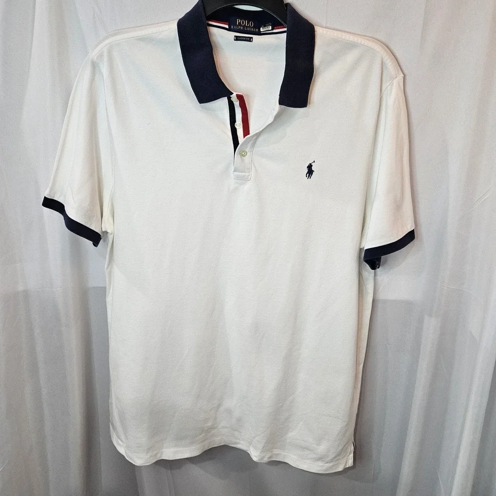 Polo Ralph Lauren Mens XL Classic Fit White Polo Shirt Preppy Old Money☆Sm Stain